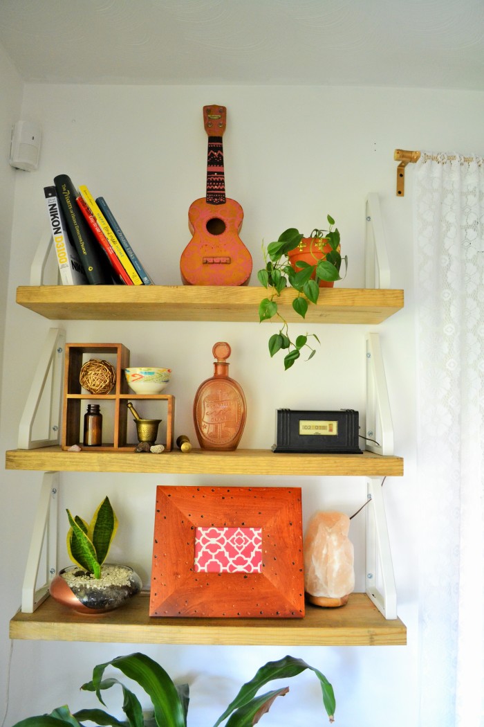 catch a tutorial for these oh so boho shelves at A Designer At Home