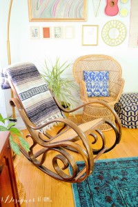 bentwood rocker paired with mexican blanket serape. love the contrast!