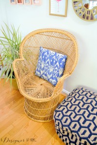 wicker low back peacock chair