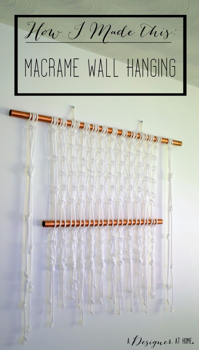 This would fill up that blank wall space perfectly! Macrame wall hanging tutorial with knots and variations - A Designer At Home