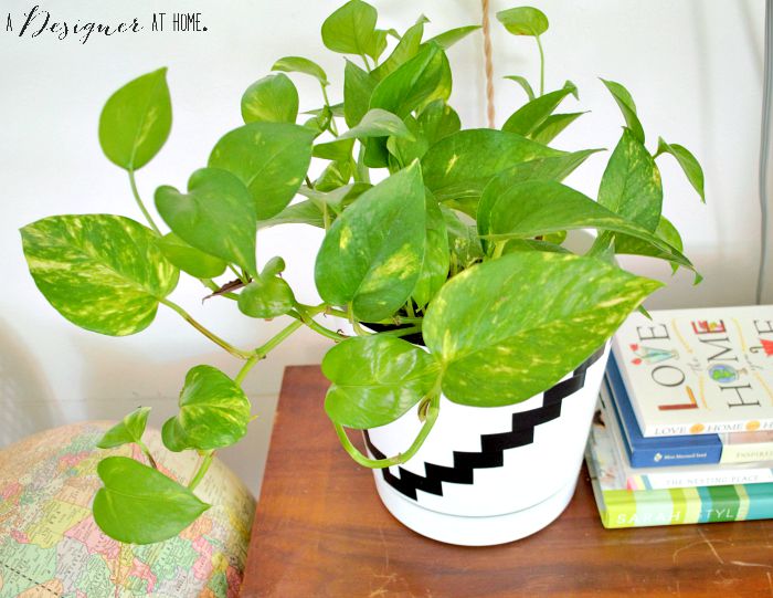 a basic white plastic planter made awesome with tape!