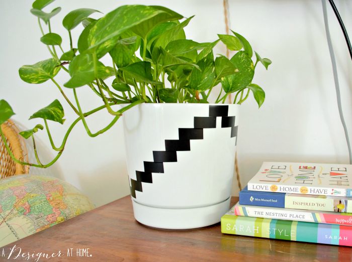 black and white kilim inspired planter