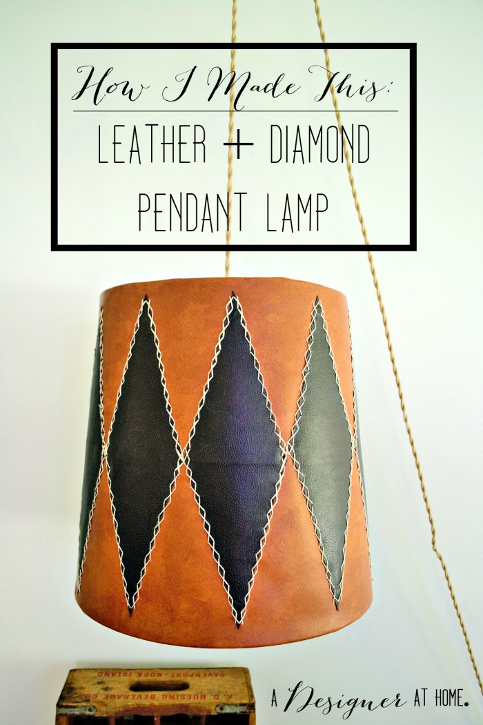 how to make a leather and diamond pendant lamp - good for a man cave!