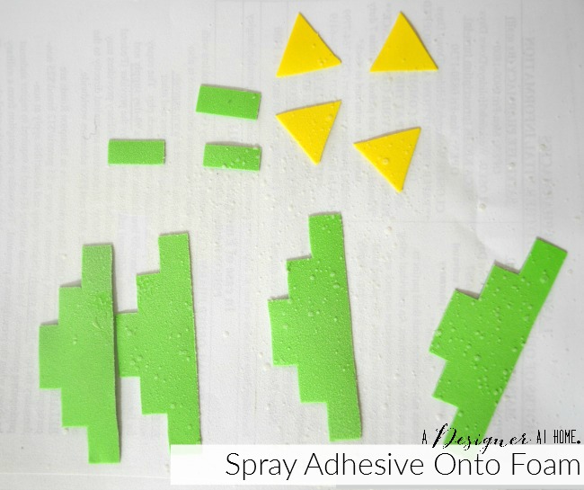 spray backs of foam with spray adhesive