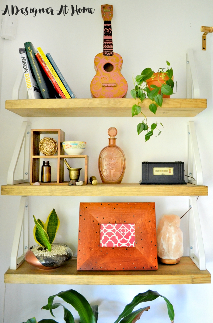 DIY rustic industrial boho shelves unsing everybody's favorite bracket supplier- IKEA Ekby Lerberg