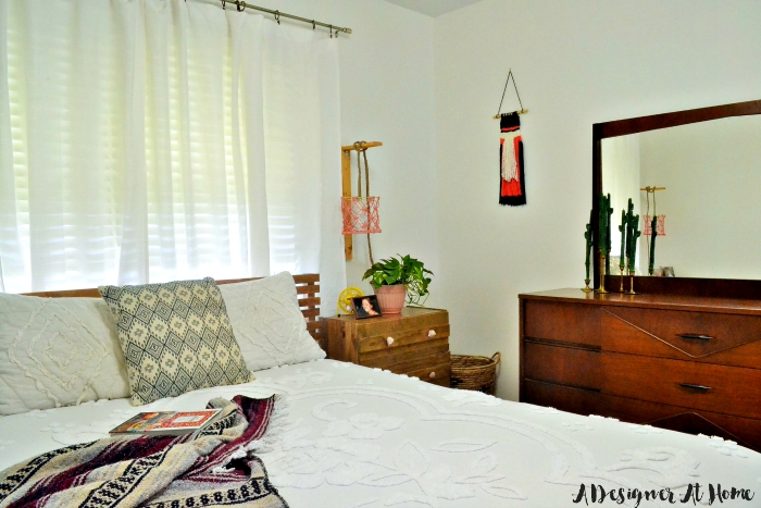 Bohemian Master Bedroom in a Small Home- Room Reveal (lots on DIY and vintage finds!)