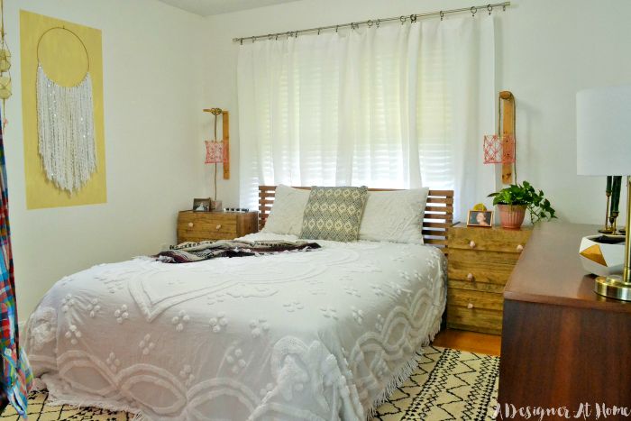 Bohemian Master Bedroom in a Small Home- Room Reveal (lots on DIY and vintage finds!)