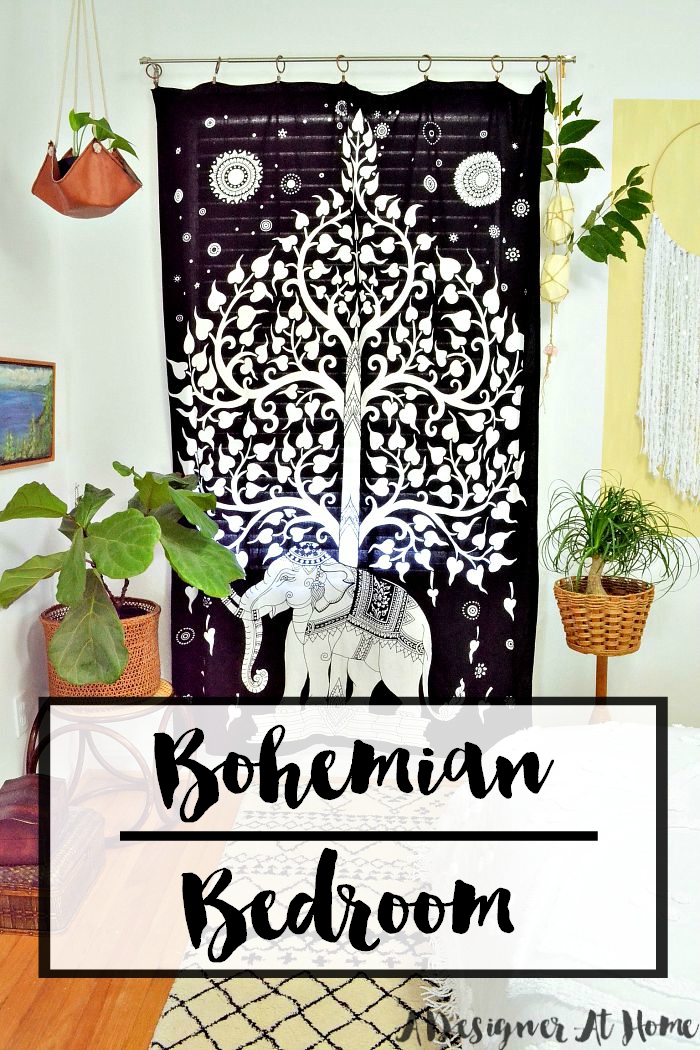 boho-bedroom-elephant-tapestry-houseplants-bohemian-patterns-painting-wall-hanging-a-designer-at-home