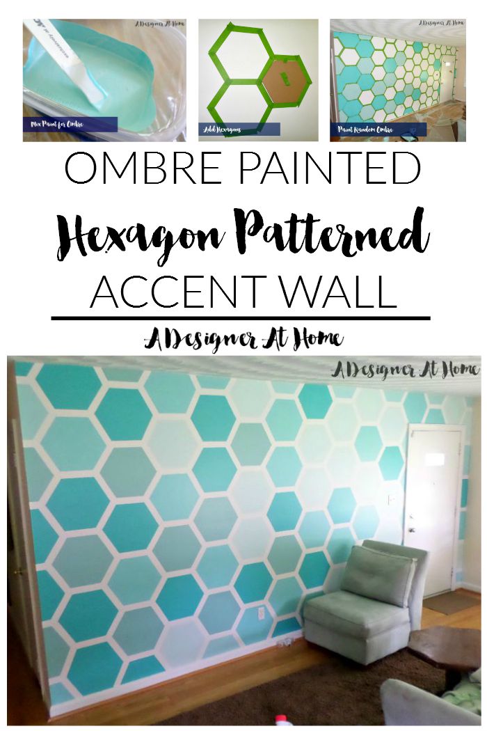 ombre painted hexagon patterned accent wall - A Designer At Home