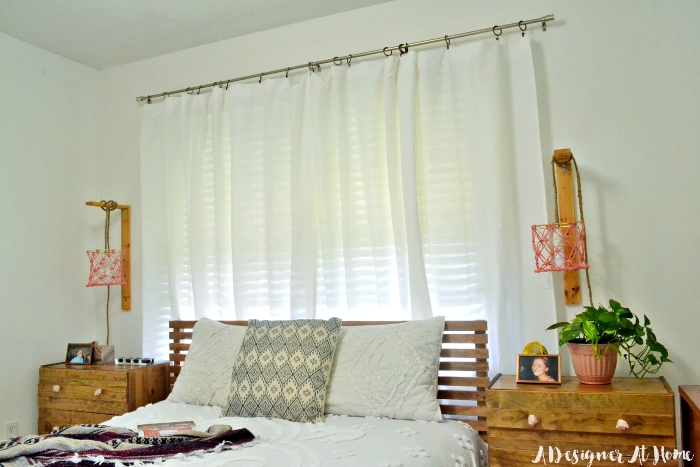 two-layered-headboard-ikea-hack-tarva-headboard-mid-century-inspired-white-curtains-ikea-nightstand-hack-west-elm-stra-macrame-lamp-diy-boho-eclectic-bedroom-decorating