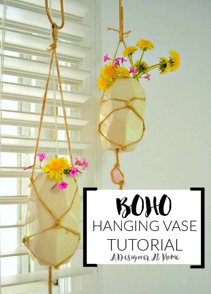 do it yourself bohemian hanging vasesboho handfuls of wild flowers in diiy hanging vases