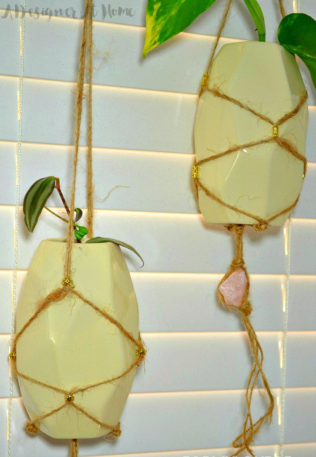 Boho Macrame Hanging Vases with Braided quartz tail