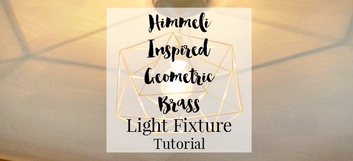 home office craft DIY space with DIY himmeli inspired brass geometric light fixture