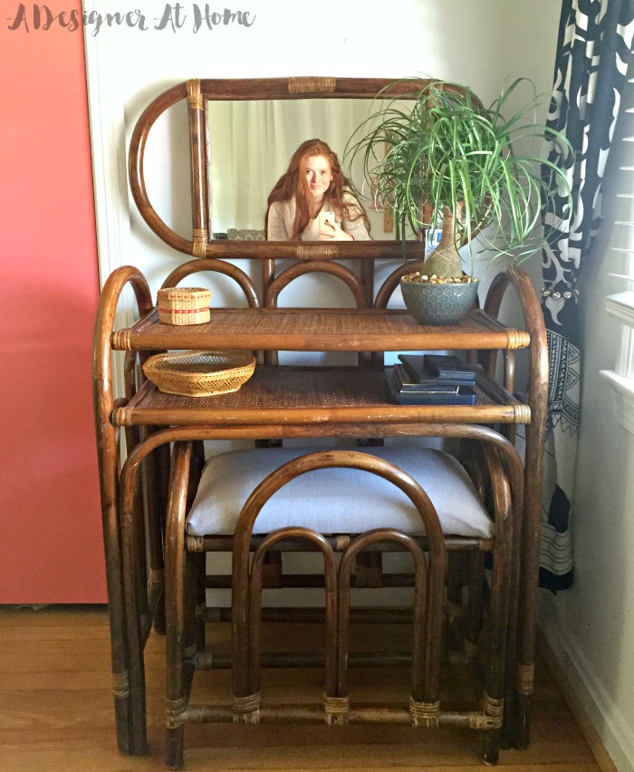 Rattan Vanity - Thrifted - A Designer At Home