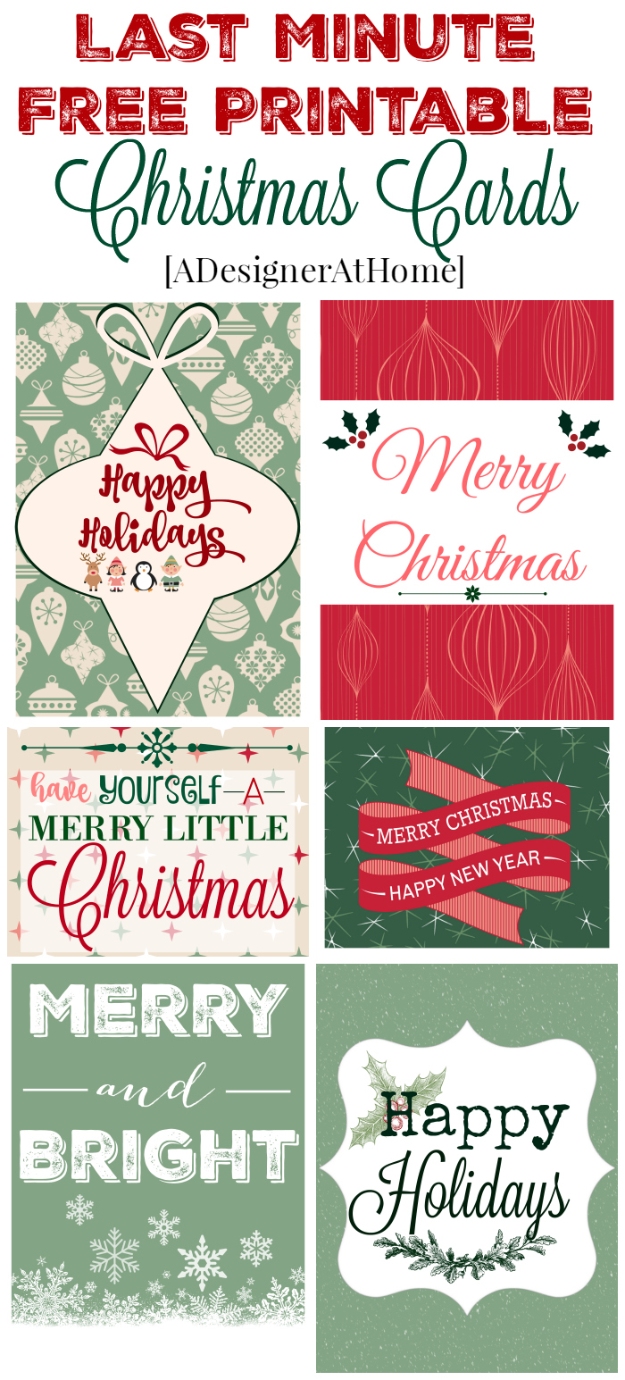 Last Minute Free Printable Christmas Card Downloads