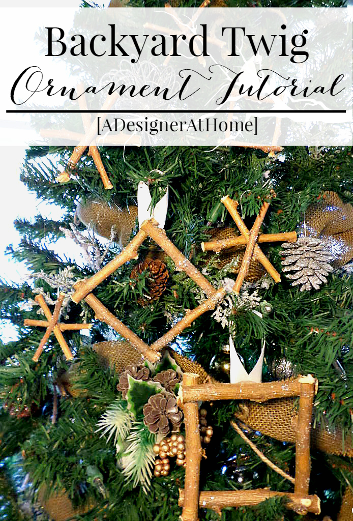 twig and branch ornaments created with backyard waste and a couple craft stash supplies- rustic and cute!