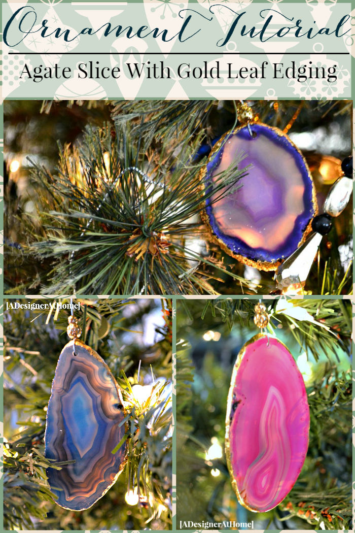 really pretty idea for using agate slices as christmas tree decor. they look so pretty in front of the lights!