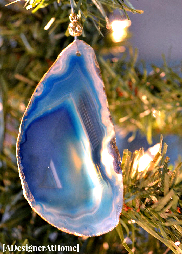 smoky blue agate slice ornament tutorial