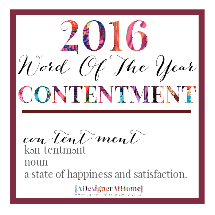 2016 Word Of The Year Contentment