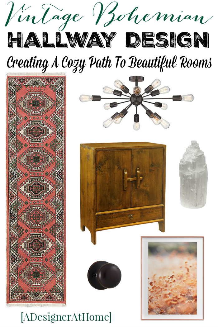 Hallway Decorating: Vintage Bohemian Hallway Design- vintage and rustic elements create a cozy path to other rooms of the house