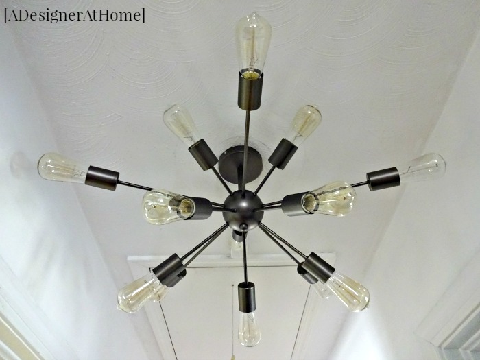 edison bulb sputnik inspired chandelier in hallway