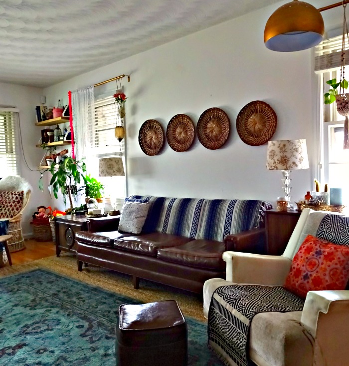 bohemian eclectic blogger's living room home tour