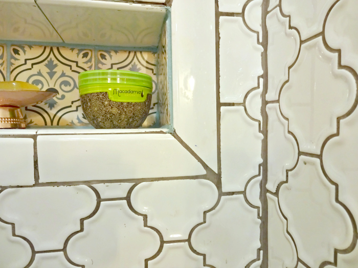 poorly grouted and tiled bathroom shower moroccan inspired tile