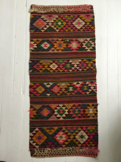 Bold Colorful Vintage Hand Woven Rug