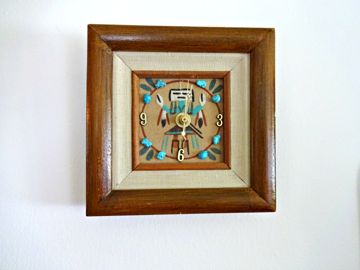 native american inspired handmade second hand clock with turquoise and indian etsy shop