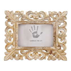 Hand-Carved Golden Mango Wood Ornate Photo Frame