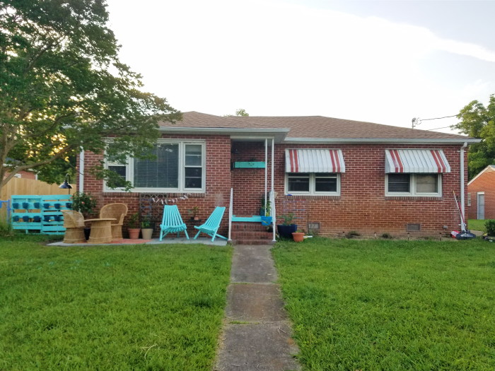 Curb appeal progress on a 1950s basic brick ranch