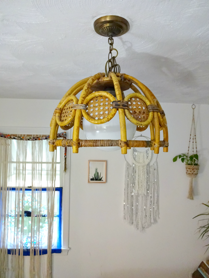 vintage rattan hanging light fixture boho lighting