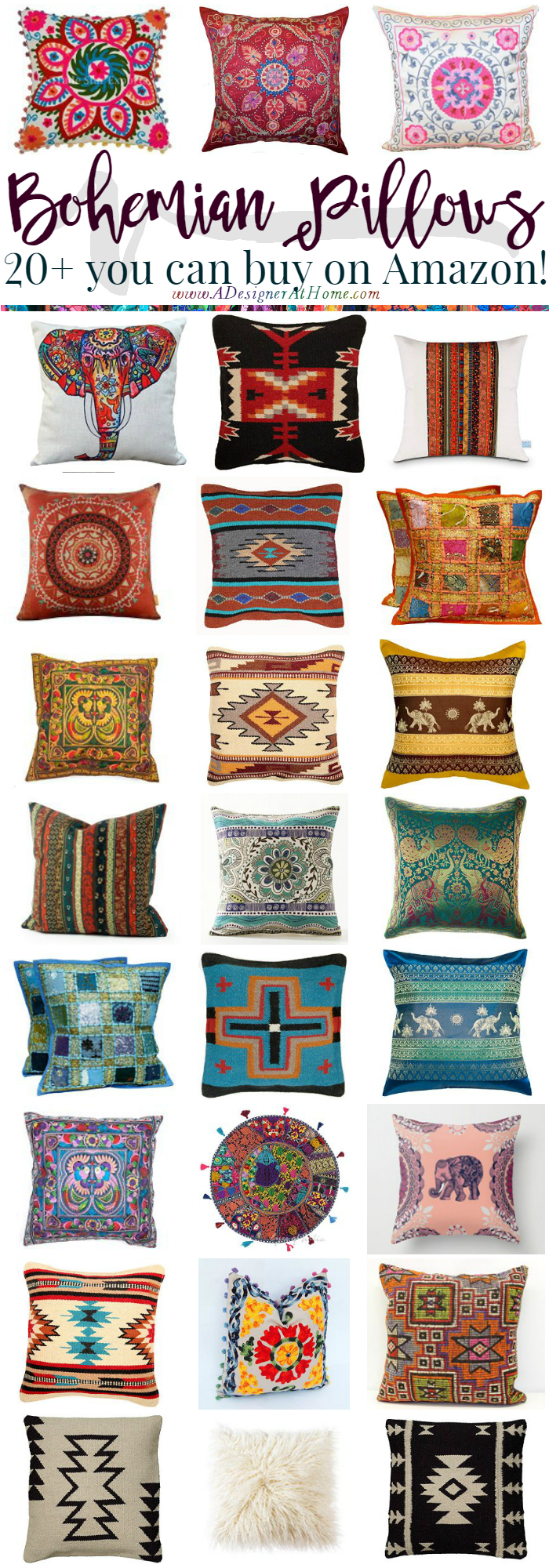 20+ bohemian style pillows you can buy on Amason