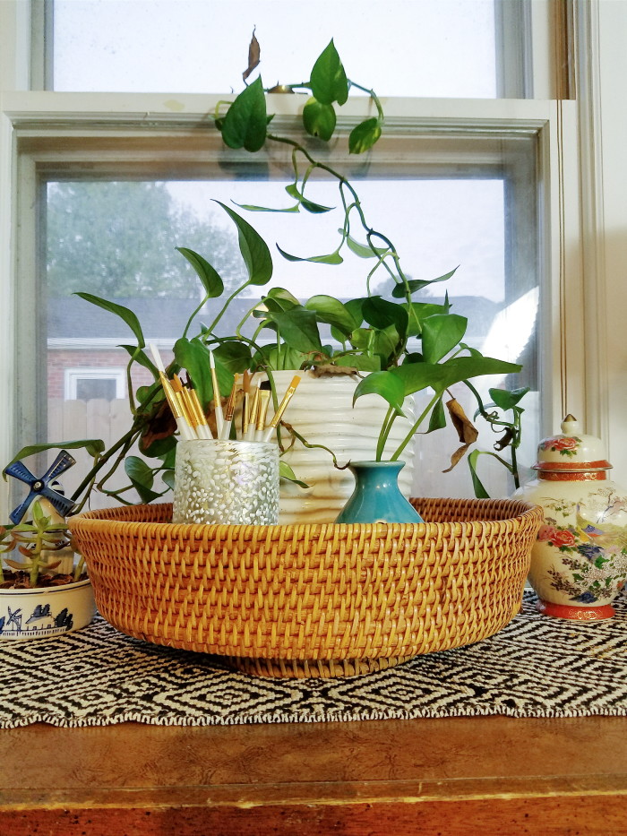 Vintage bohemian dining room credenza decorating