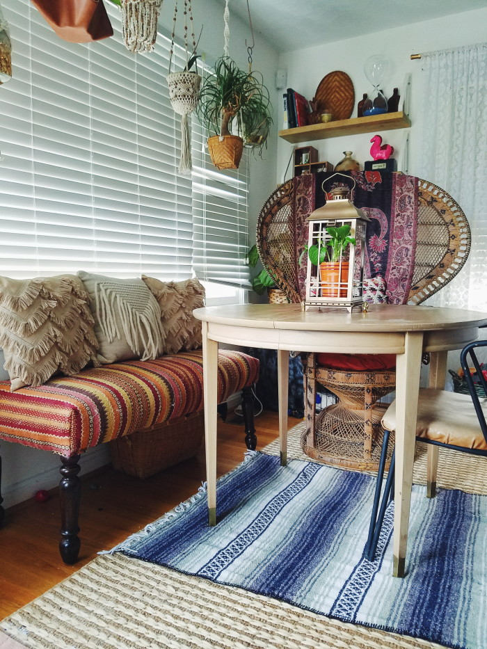 Fall cozy bohemian dining room nook 