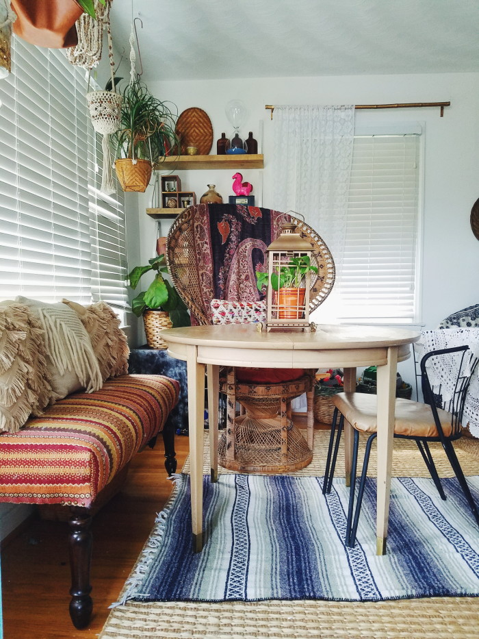 Fall cozy bohemian dining room nook 