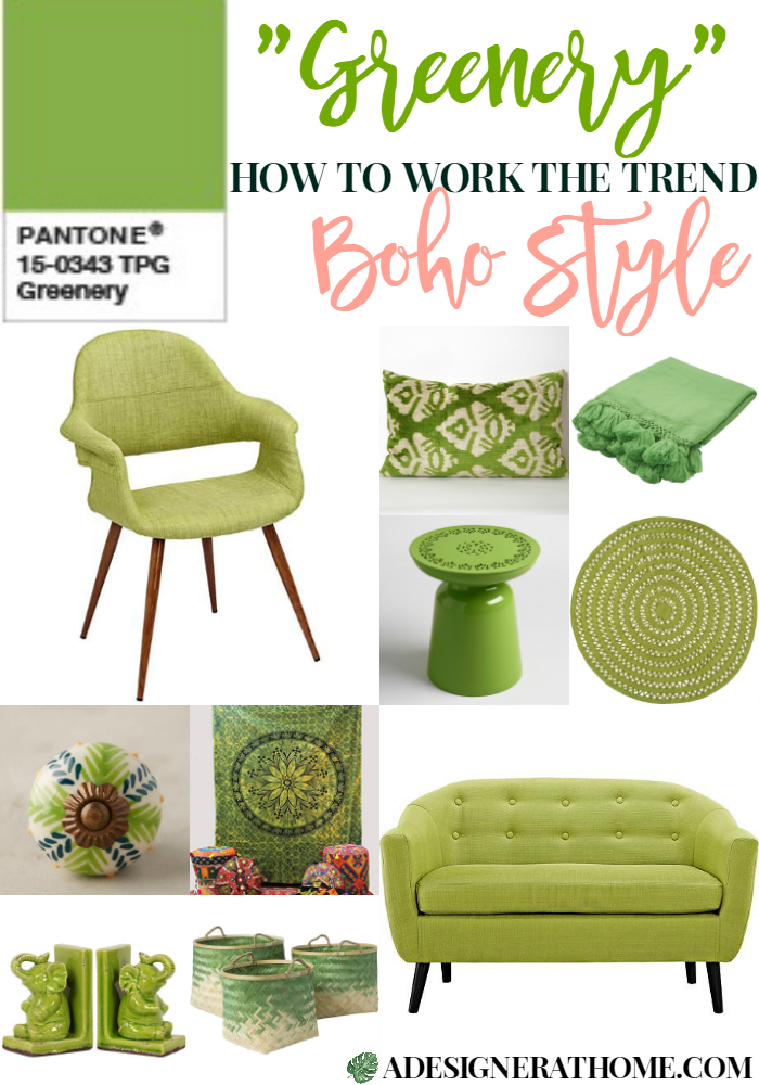 Pantone's 2017 Color Of The Year: Greenery in home decor Boho Style