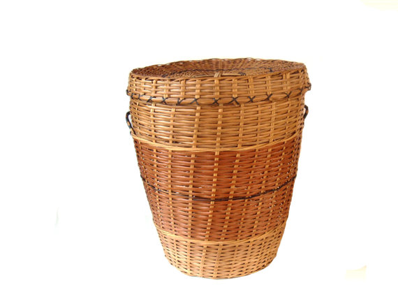 lidded rattan basket etsy hamper