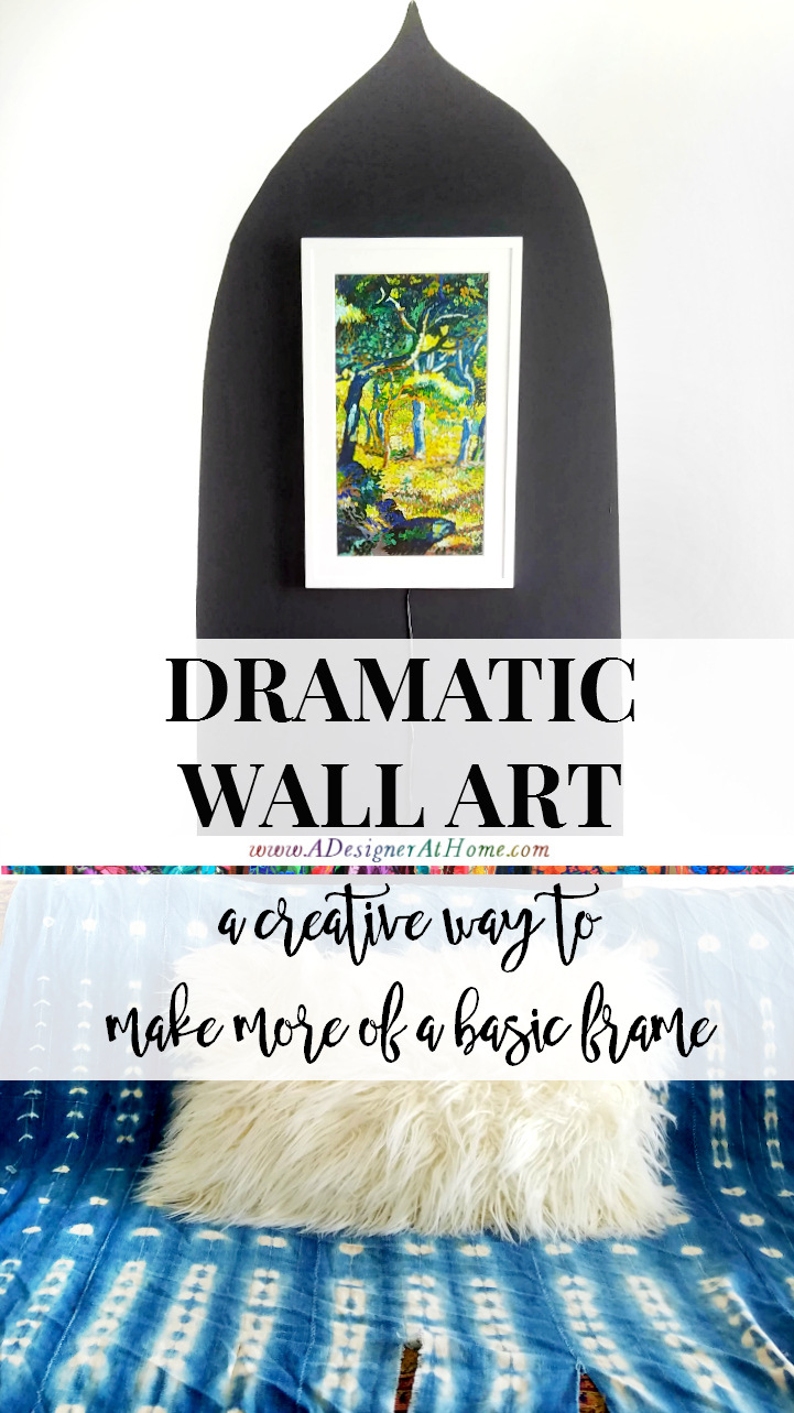 Dramatic Wall Art a creative way to make more of a basic frame. Global inspired hand painted shape accenting a digital canvas from @meetmeural #MeetMeural #BringCultureHome #ad