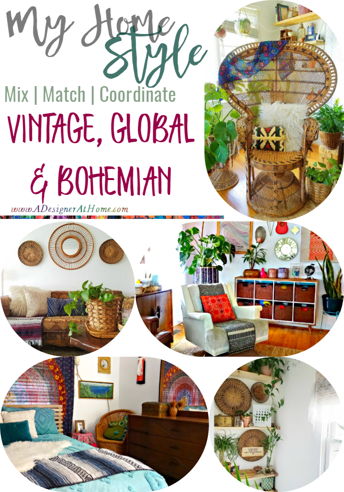 Mix Match Coordinate: vintage, global bohemian home style | ADesignerAtHome