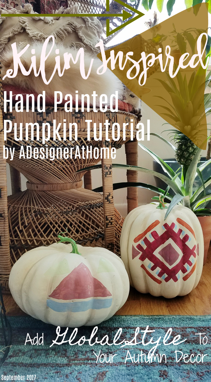 Kilim Inspired Hand Painted Pumpkin Tutorial by ADesignerAtHome Global Style Autumn Decor