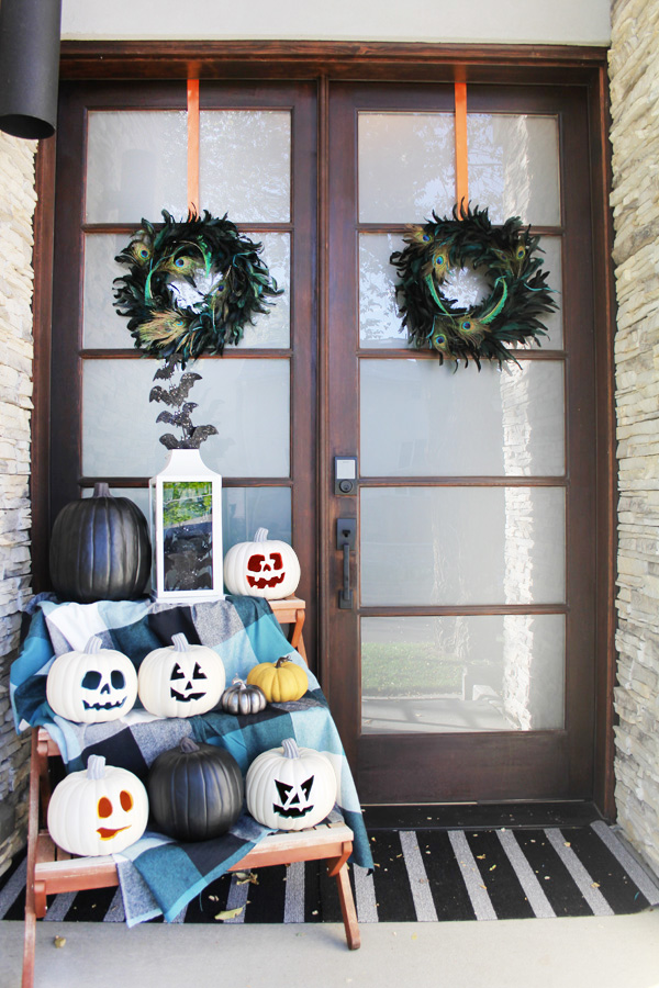 Blue i Style - Front Porch Halloween Decorations Wreath JackOLanterns DIY halloween decorations