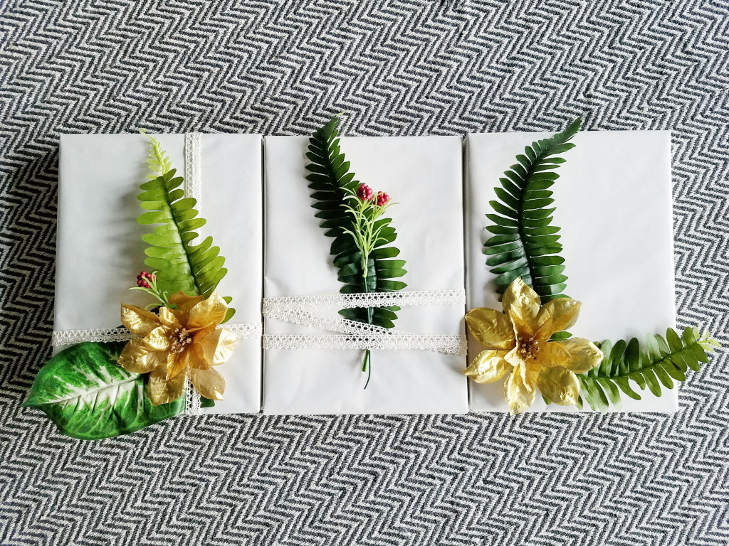 Dollar Store Budget Friendly Botanical Gift Wrapping Idea