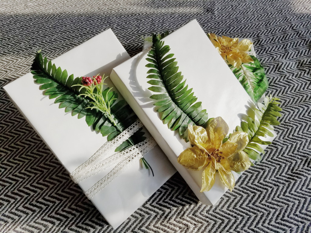 Dollar Store Budget Friendly Botanical Gift Wrapping Idea