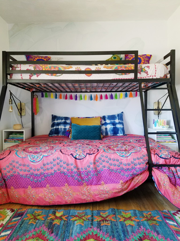 Colorful Boho Kid's Room with Bunkbed and live plants via @thebohoabode at ADesignerAtHome.com