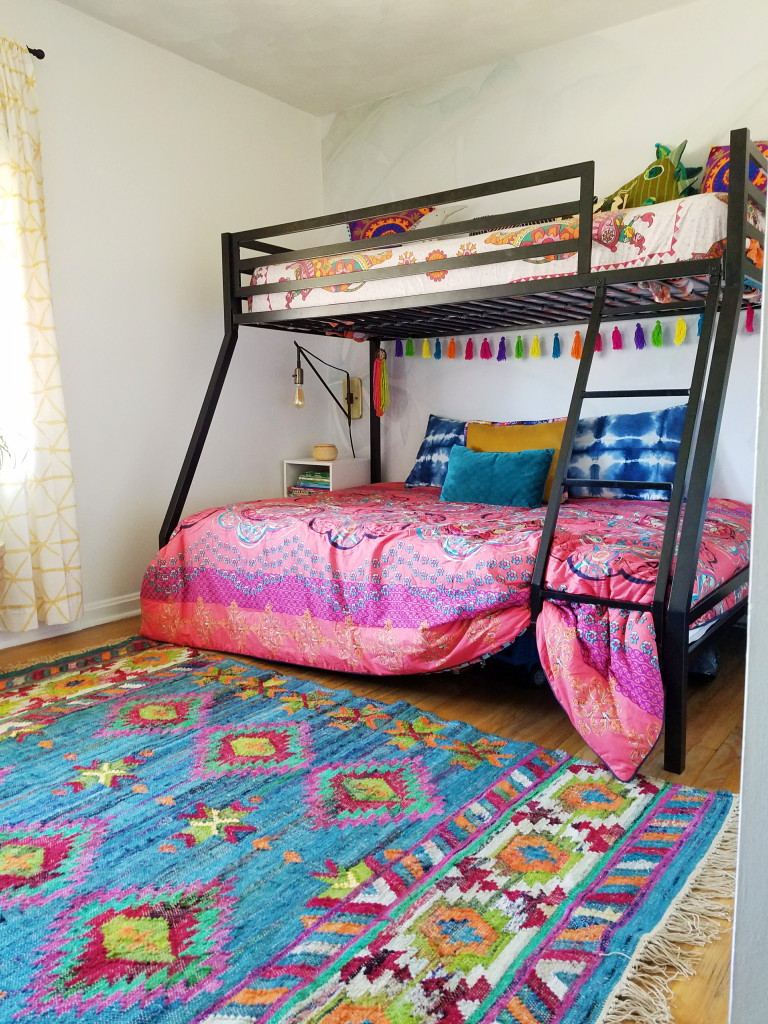 Colorful Boho Kid's Room with Bunkbed and live plants via @thebohoabode at ADesignerAtHome.com