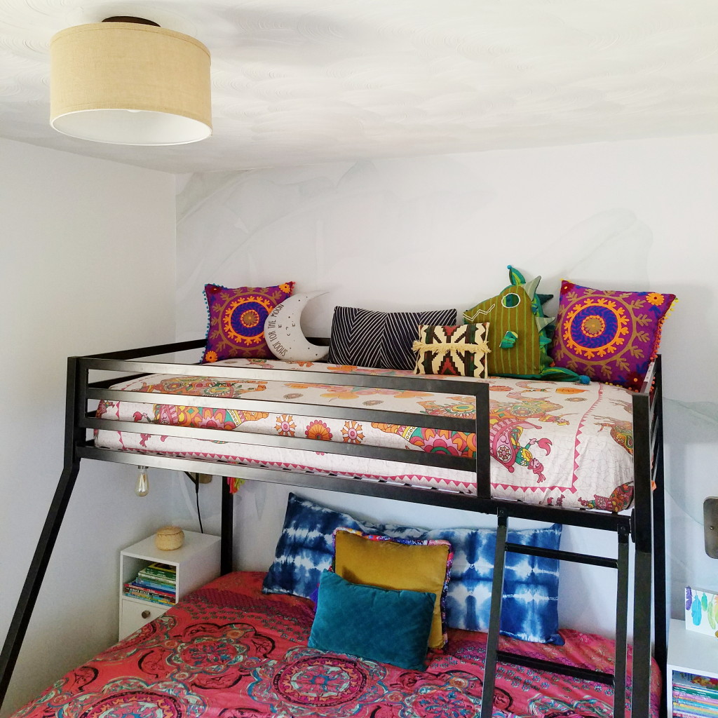 Colorful Boho Kid's Room with Bunkbed and live plants via @thebohoabode at ADesignerAtHome.com