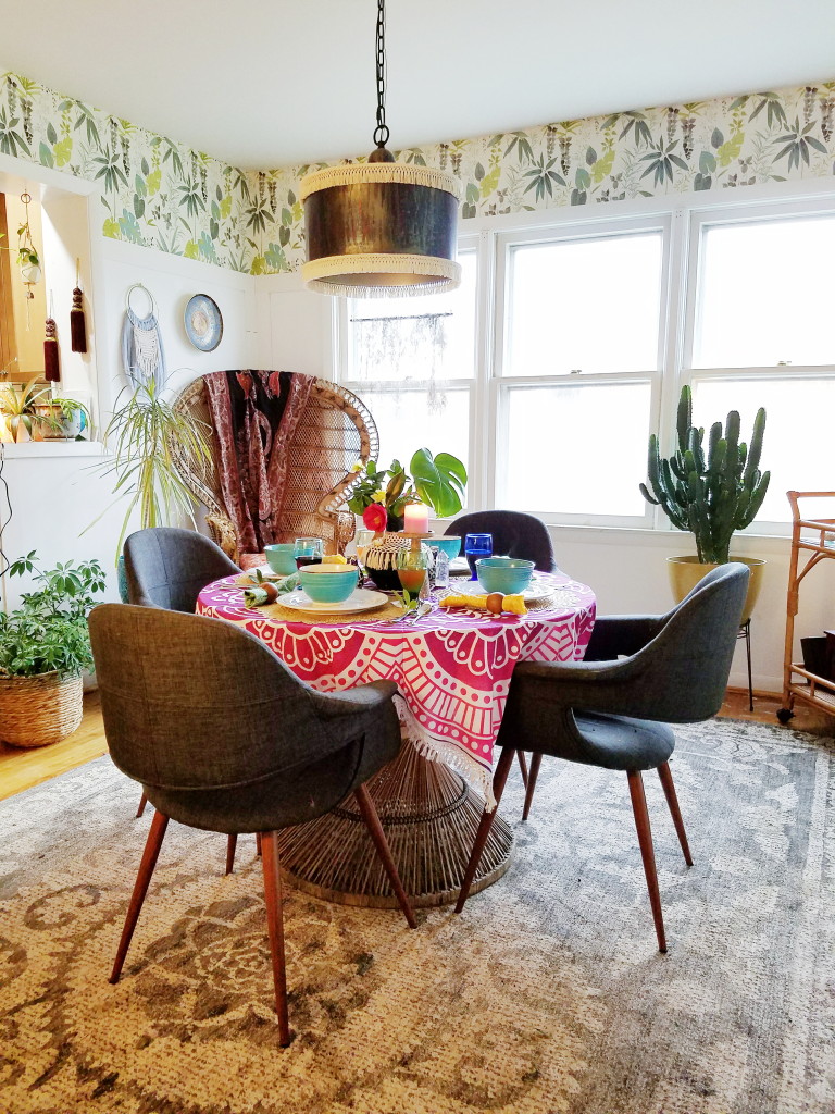 Cozy boho tablescape with spring touches you can totally copy