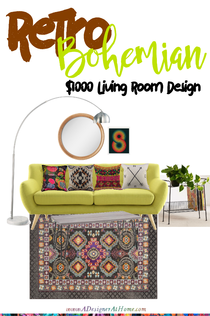 $1000 retro bohemian living room design