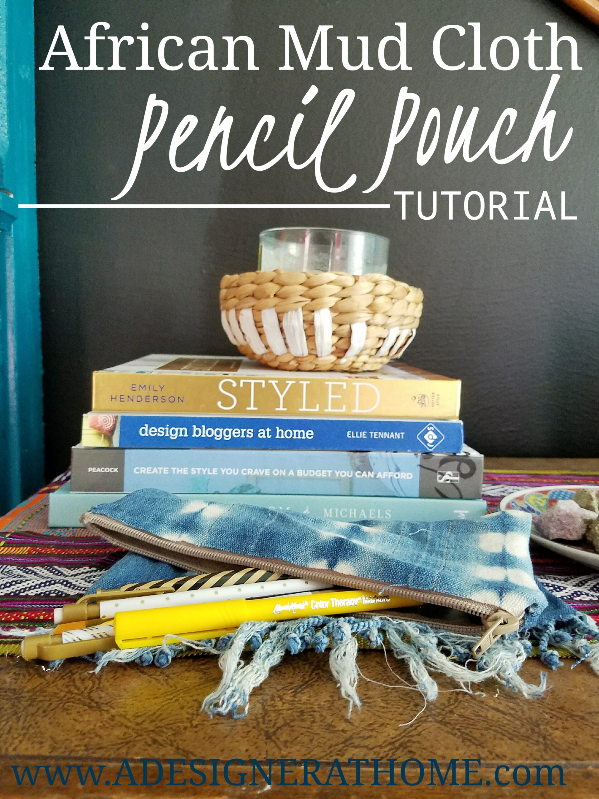 African mudcloth Pencil Pouch Tutorial- no sew DIY